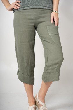 Linen Cropped Pant w/ Pocket