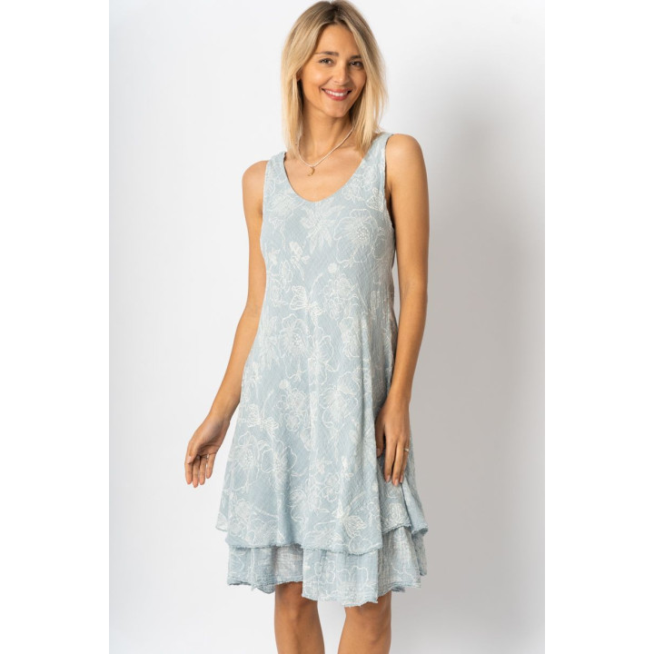 Sleeveless New Flower Print Dress