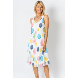 Sleeveless multicolored polka dot Dress