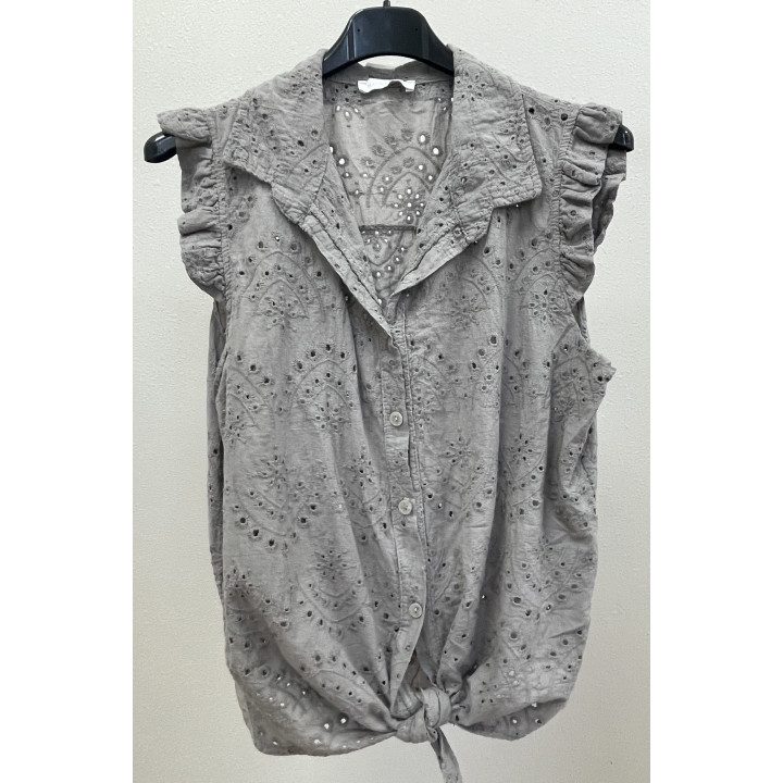 Eyelet and Ruffle sleeveless Top