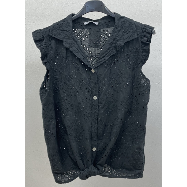 Eyelet and Ruffle sleeveless Top