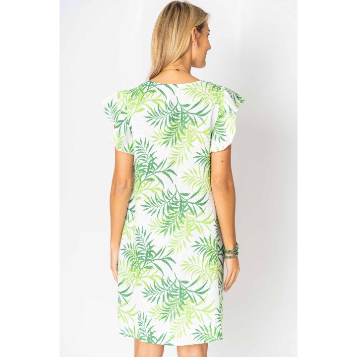 Leaf printed Linen Dress