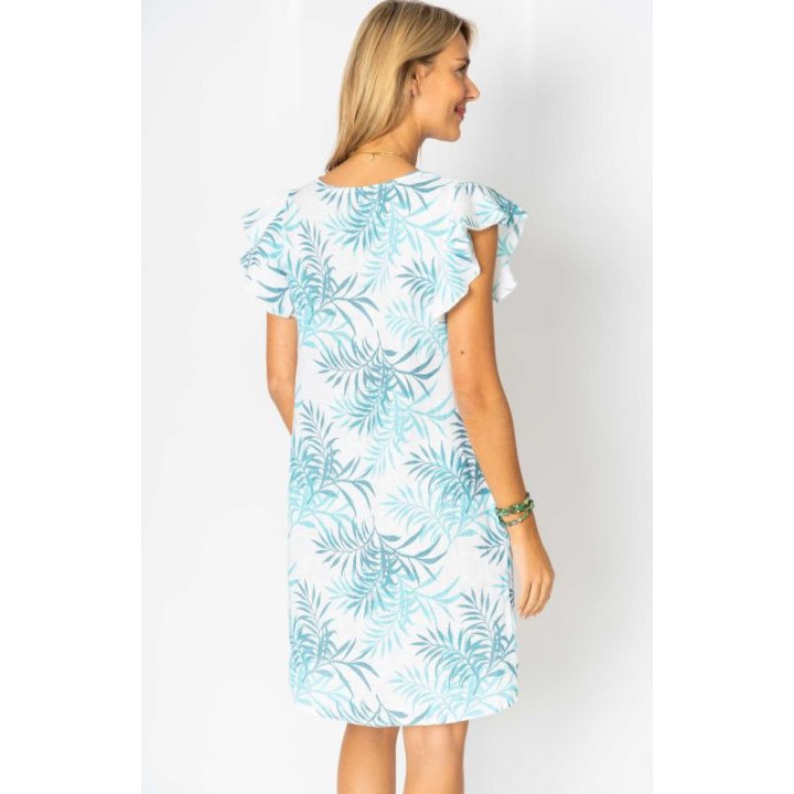 Leaf printed Linen Dress
