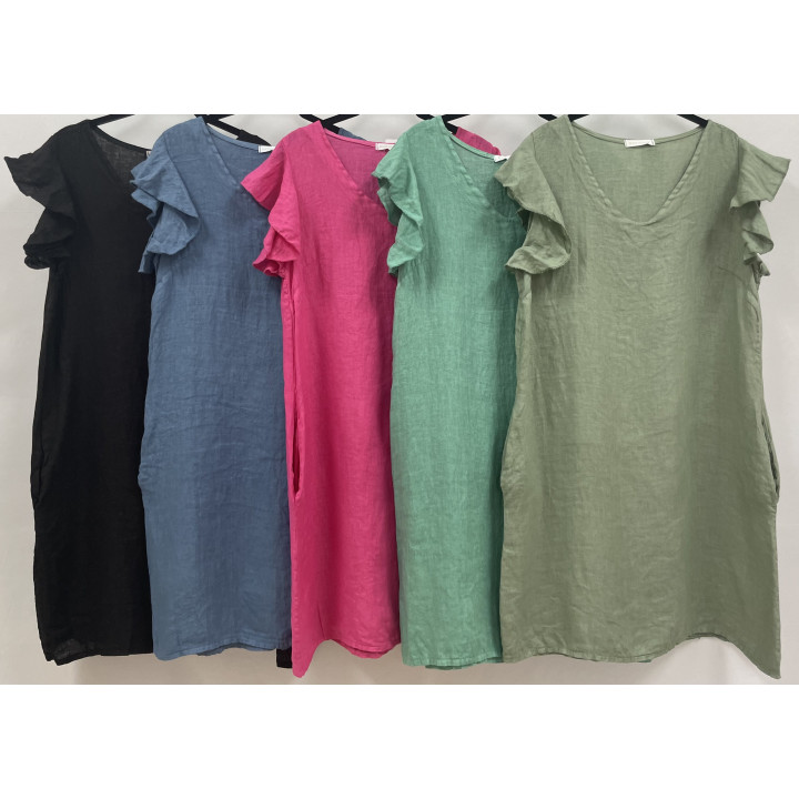Solid linen dress with pockets