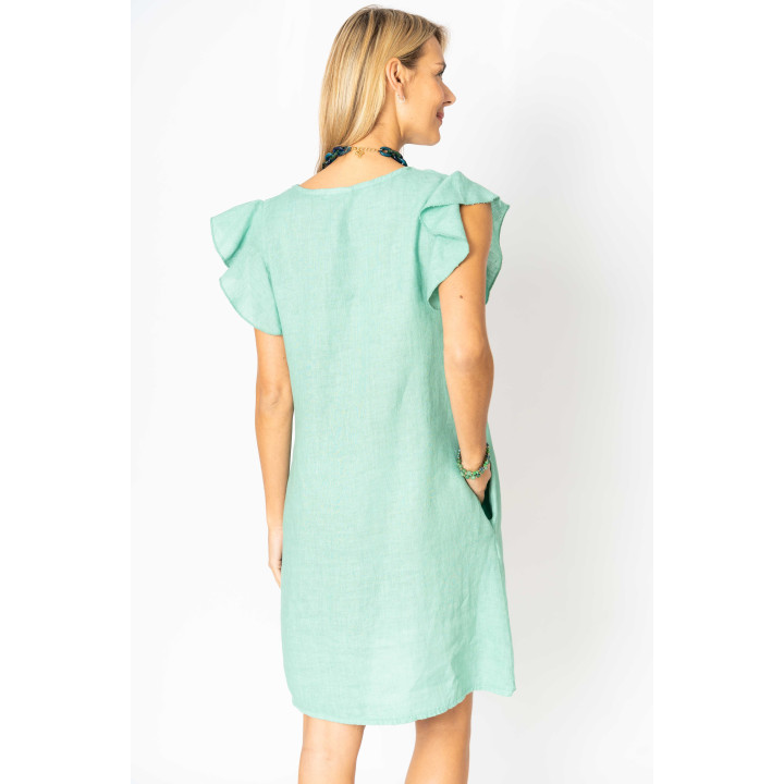 Solid linen dress with pockets