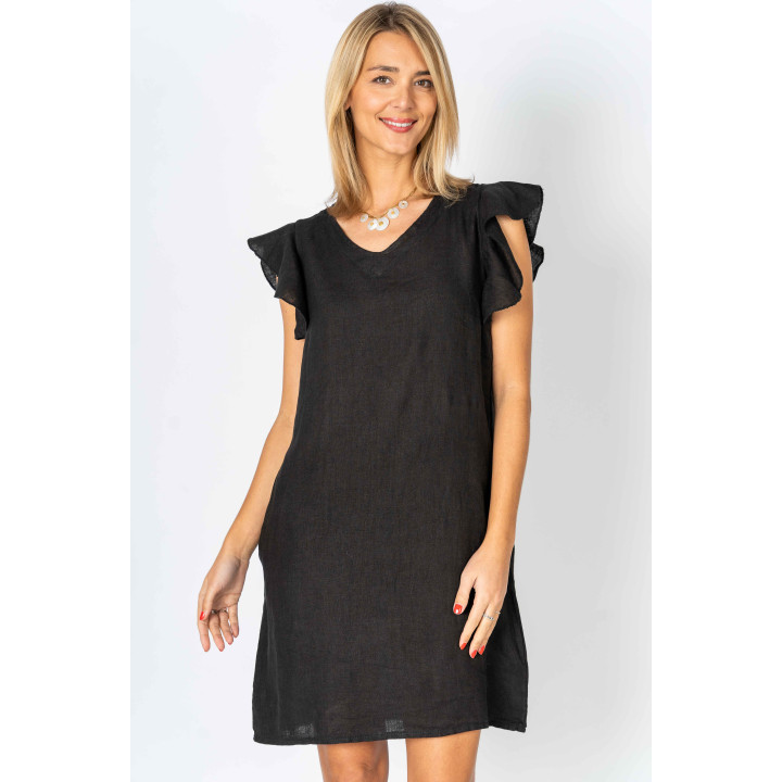Solid linen dress with pockets