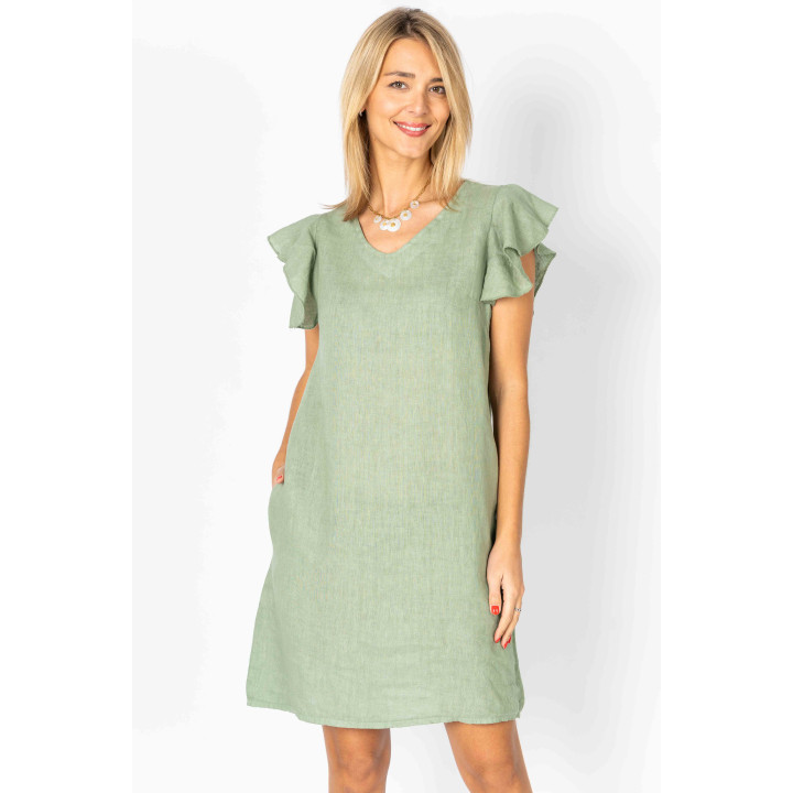 Solid linen dress with pockets