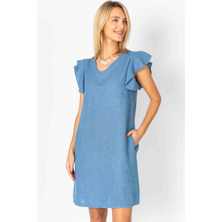 Solid linen dress with pockets