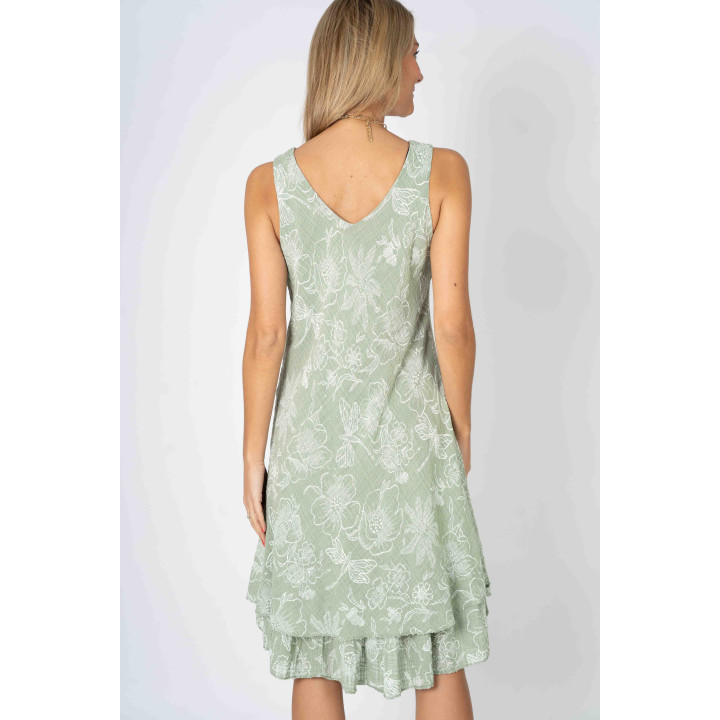 Sleeveless New Flower Print Dress