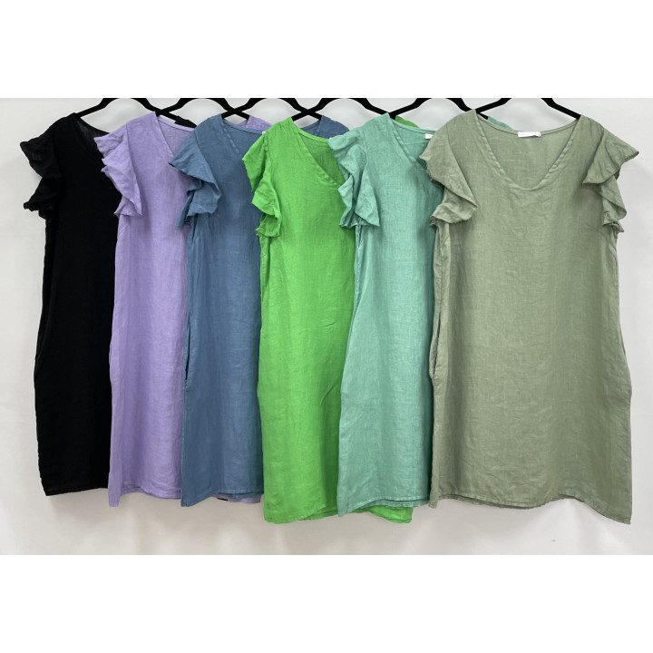 Solid linen dress with pockets