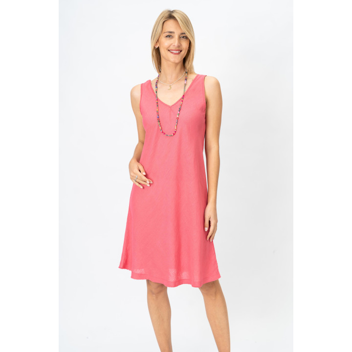 Linen V Neck Dress