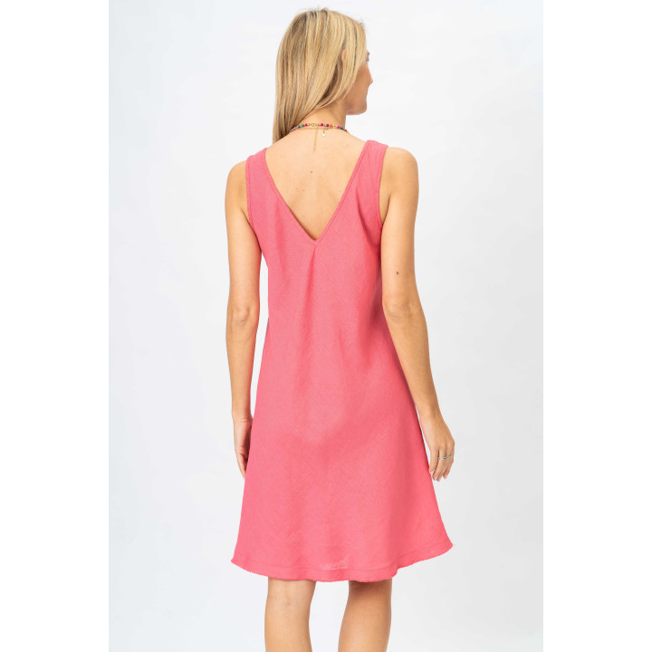 Linen V Neck Dress