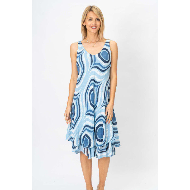 Sleeveless Circle Printed Dress