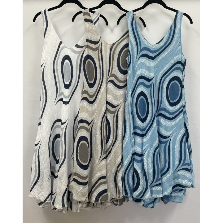 Sleeveless Circle Printed Dress