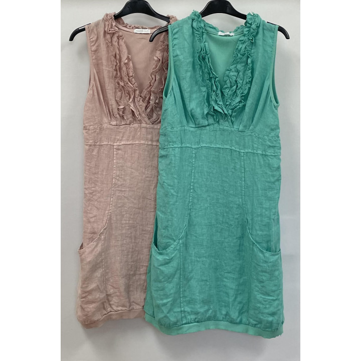 Short dress V-Line ruffles by Look Mode USA