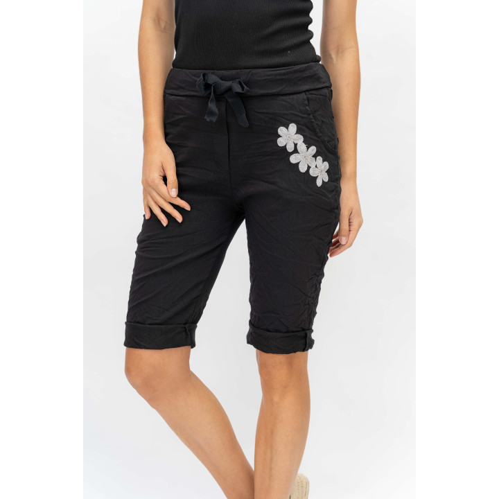 Embroidered Flower Shorts