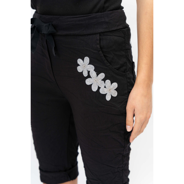 Embroidered Flower Shorts