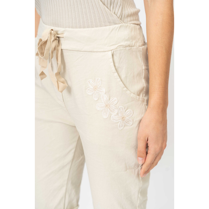 Embroidered Flower Shorts