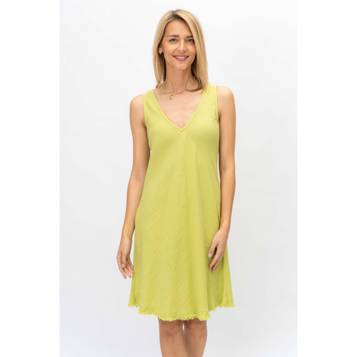 Linen V Neck Dress