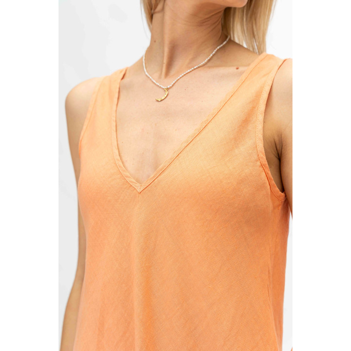 Linen V Neck Dress