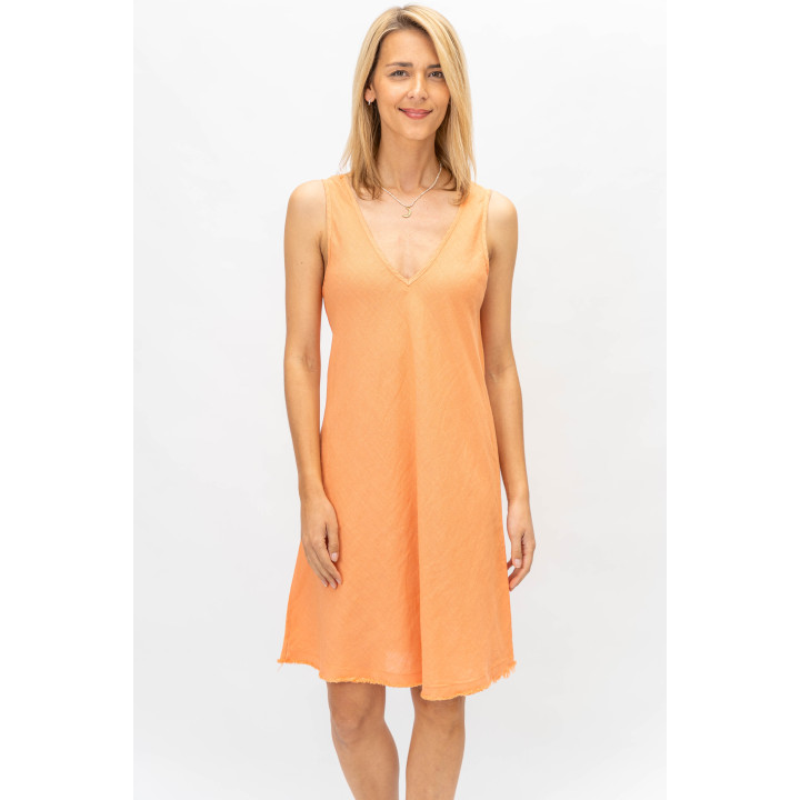 Linen V Neck Dress