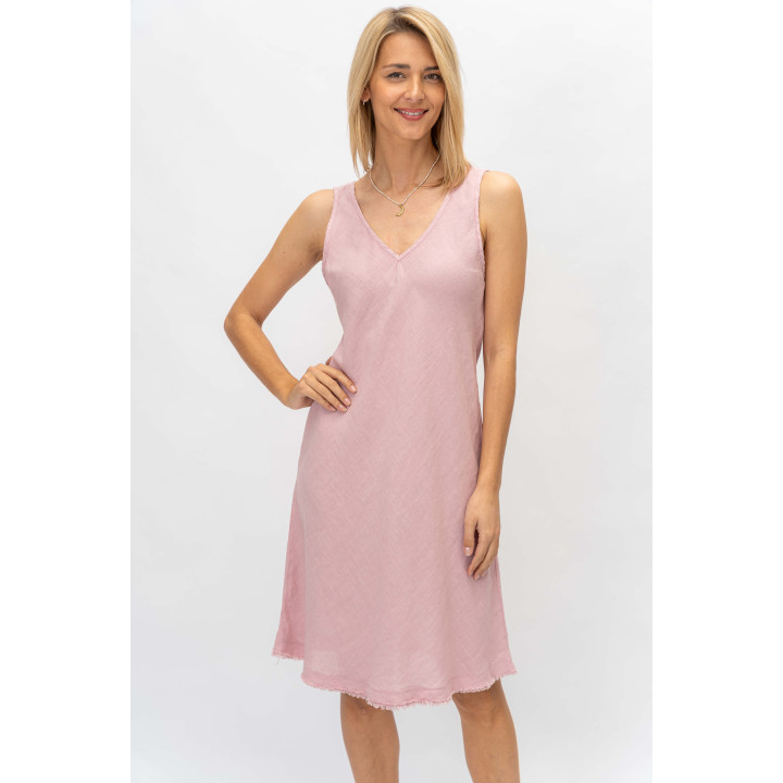 Linen V Neck Dress