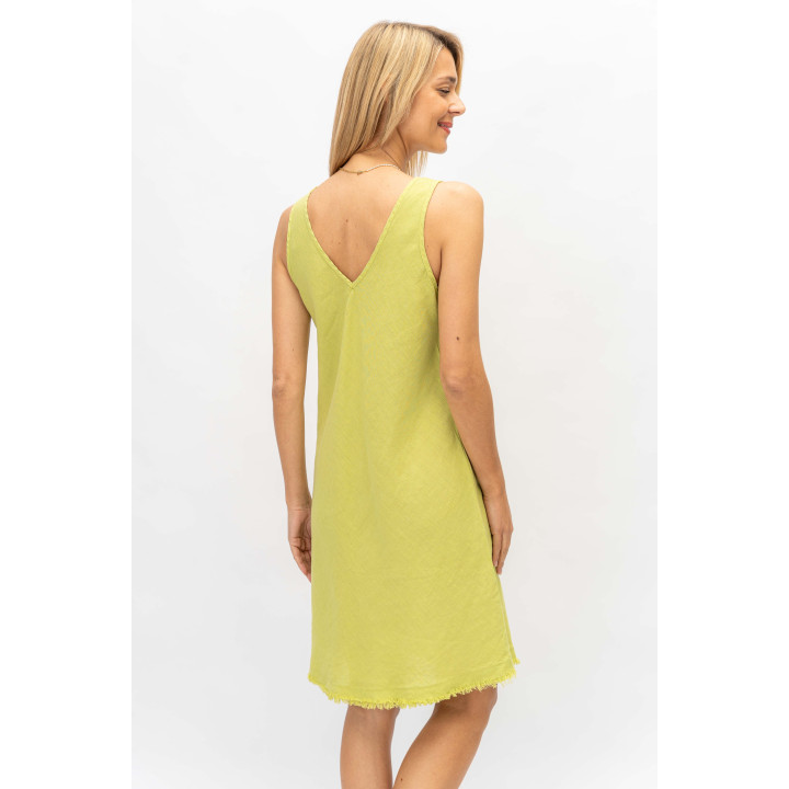 Linen V Neck Dress