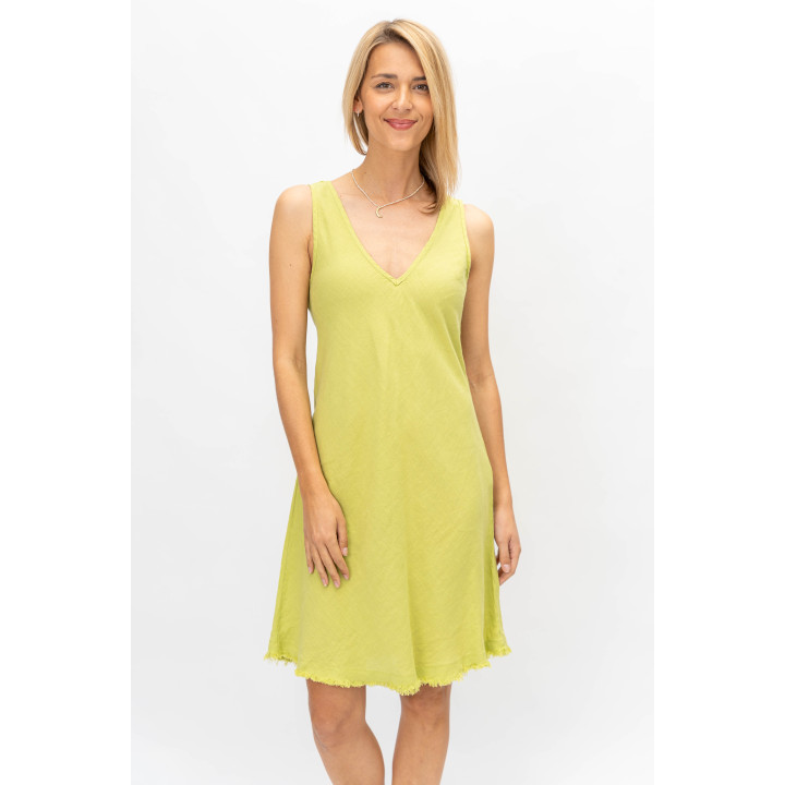 Linen V Neck Dress
