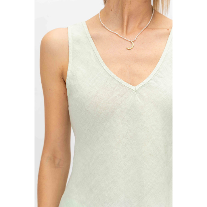 Linen V Neck Dress