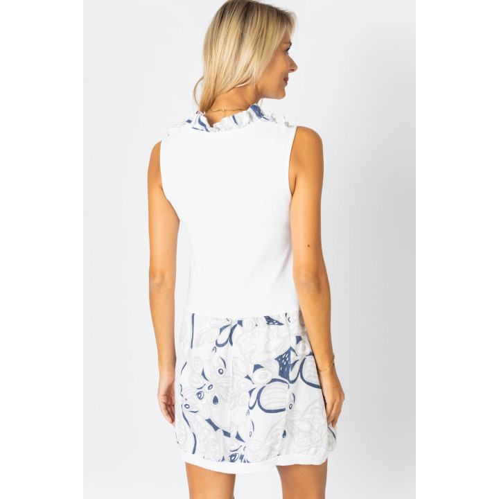 Flower Print With Navy Detail Dress