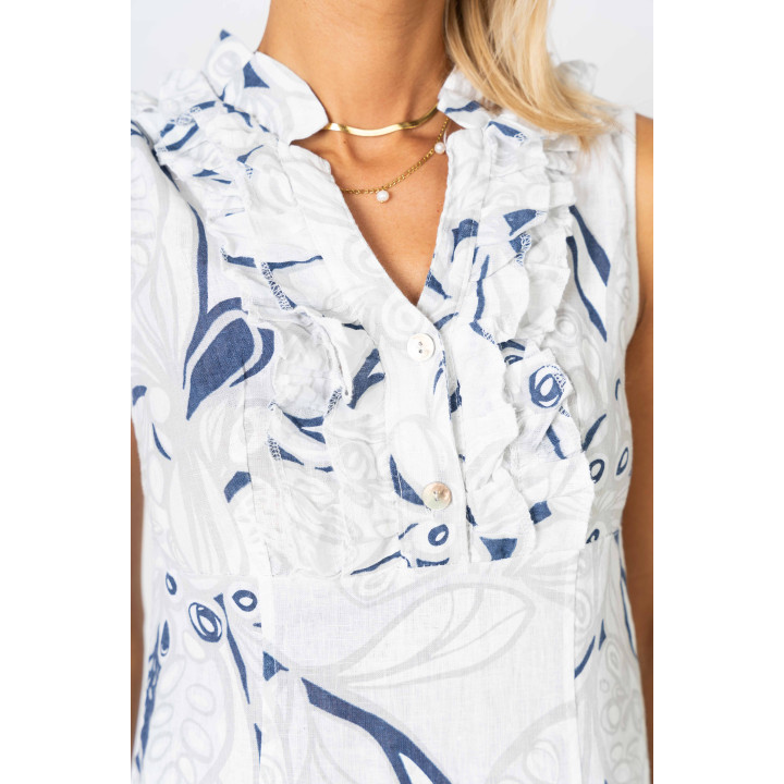 Flower Print With Navy Detail Dress