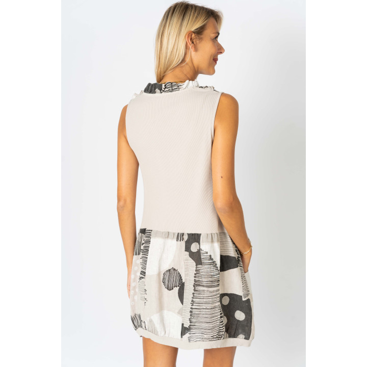 "Circle Print" Linen Dress