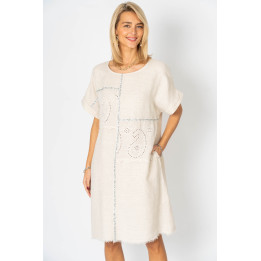 Detailed W/Raw Edge Dress