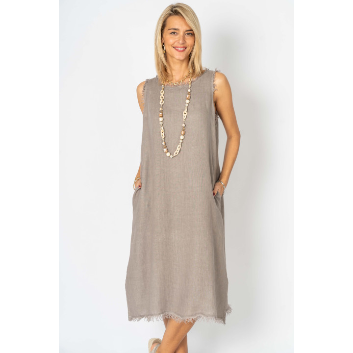 Raw Edge Linen Dress