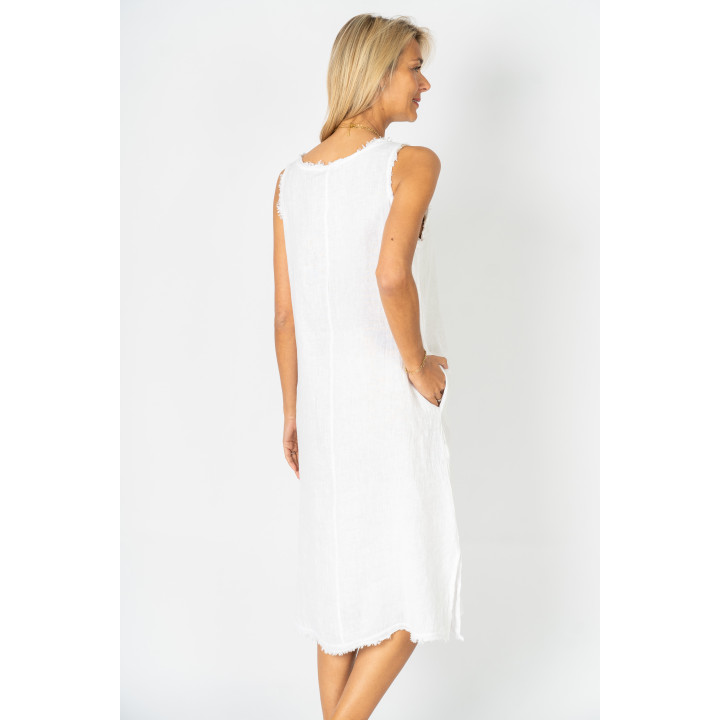 Raw Edge Linen Dress