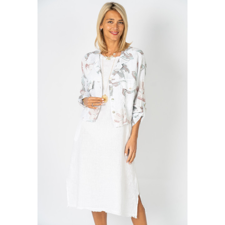 Raw Edge Linen Dress