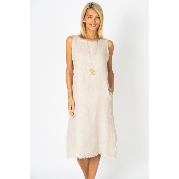 Raw Edge Linen Dress