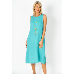 Raw Edge Linen Dress