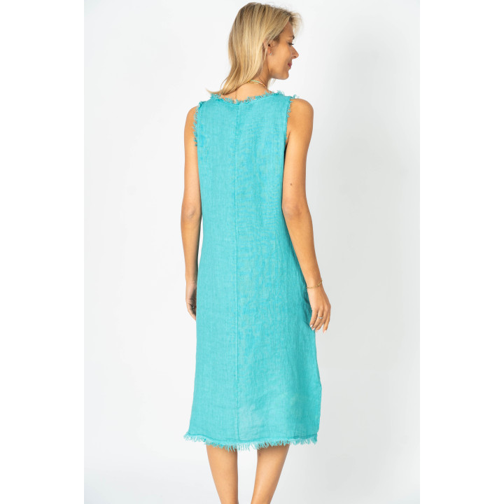 Raw Edge Linen Dress