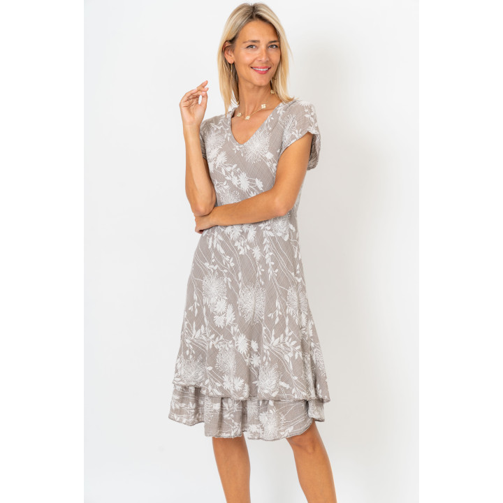 Short Sleeves Flower Printed Dress
