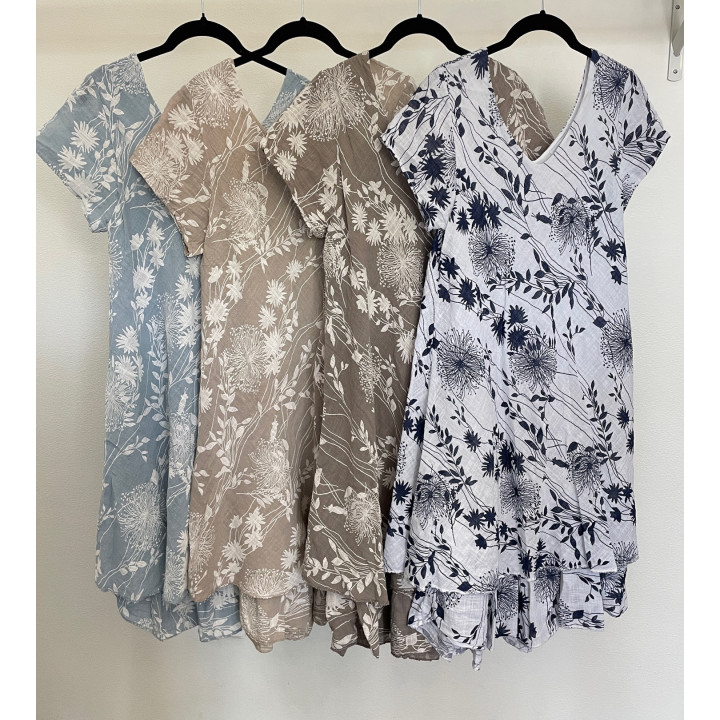 Short Sleeves Flower Printed Dress