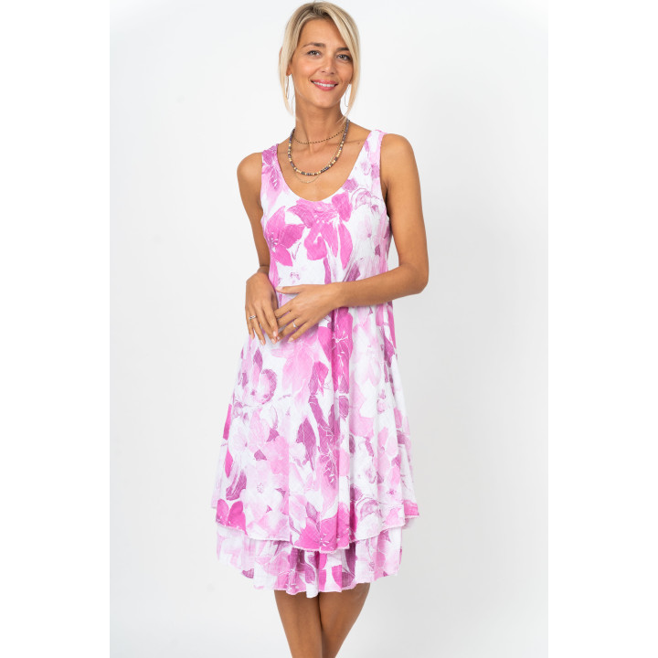 Sleeveless Floral Layered Dress