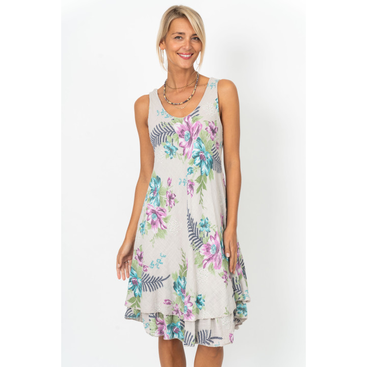 Sleeveless flower print Dress