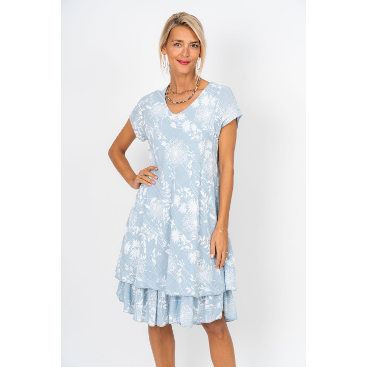 Short Sleeves Flower Printed Dress