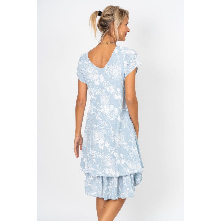 Short Sleeves Flower Printed Dress