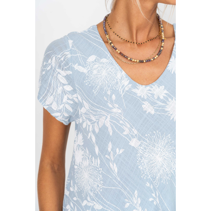 Short Sleeves Flower Printed Dress