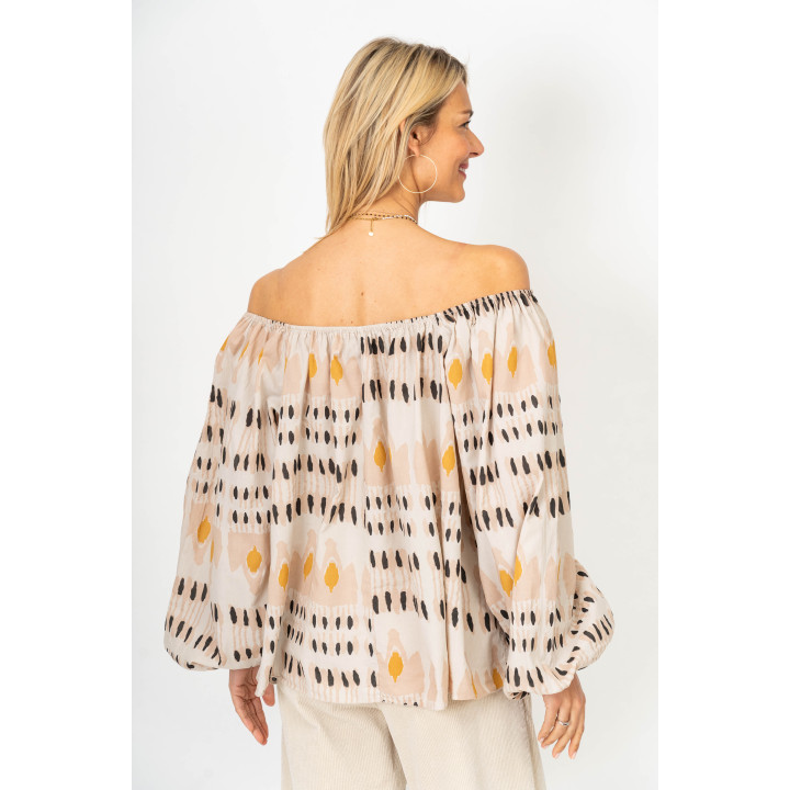Printed On or Off-Shoulder Blouse