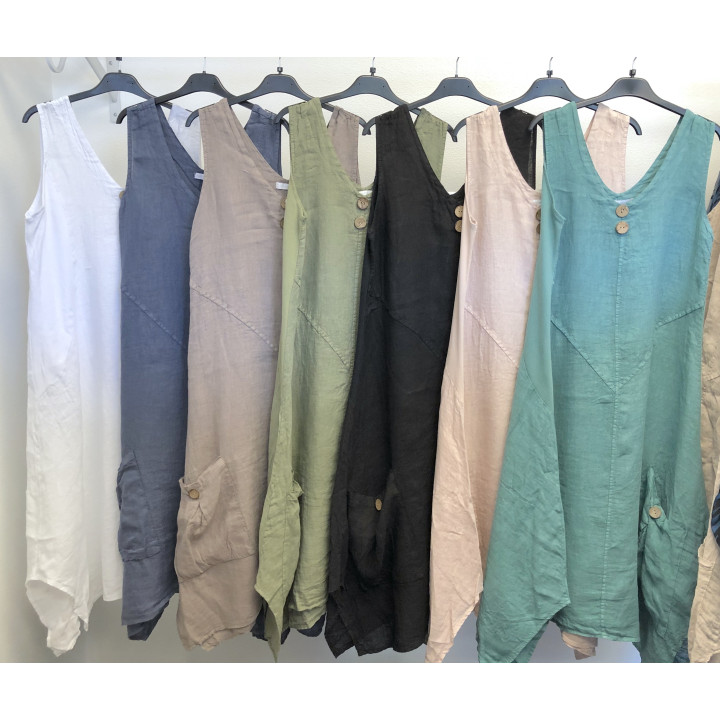Dress asymmetric linen by Look Mode USA